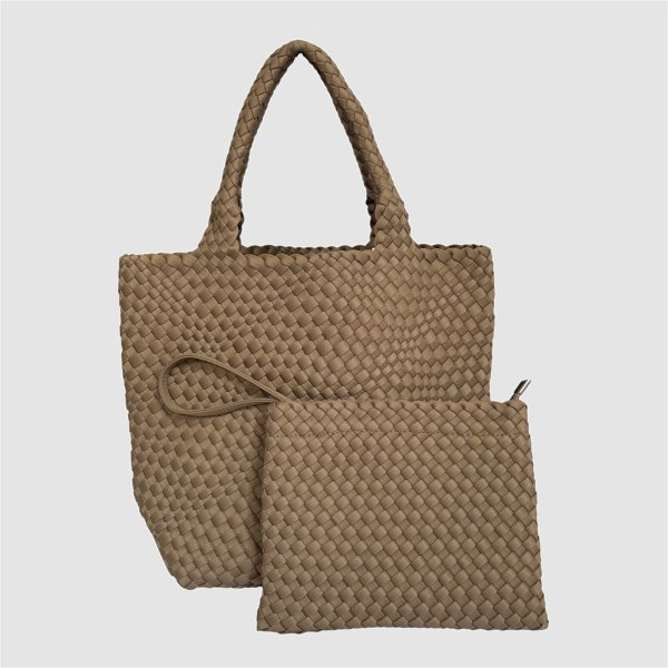 画像4: バッグ Pouch Set Cowhide Woven Tote (4)