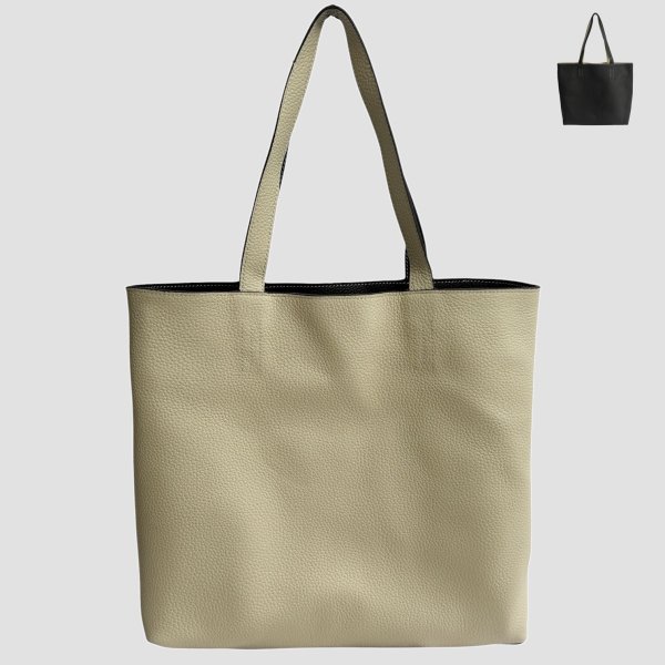 画像2: バッグ Cowhide Reversible Leather Tote (2)