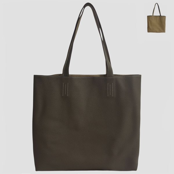 画像3: バッグ Cowhide Reversible Leather Tote (3)